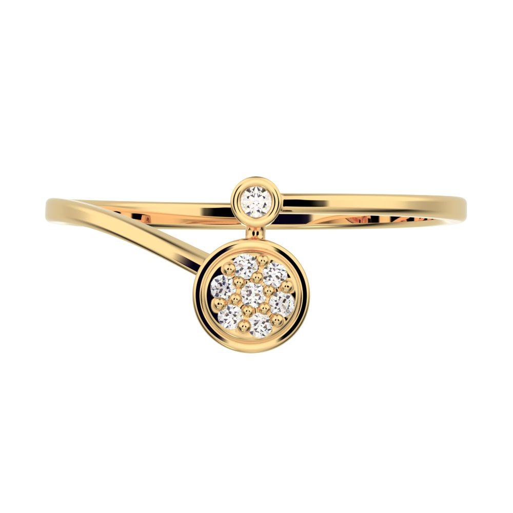 0.045 ct Round Cut Simulated Clear Diamond dainty Minimalist halo cluster vertical bezel 14K / 18K Solid Yellow Gold everyday wedding band