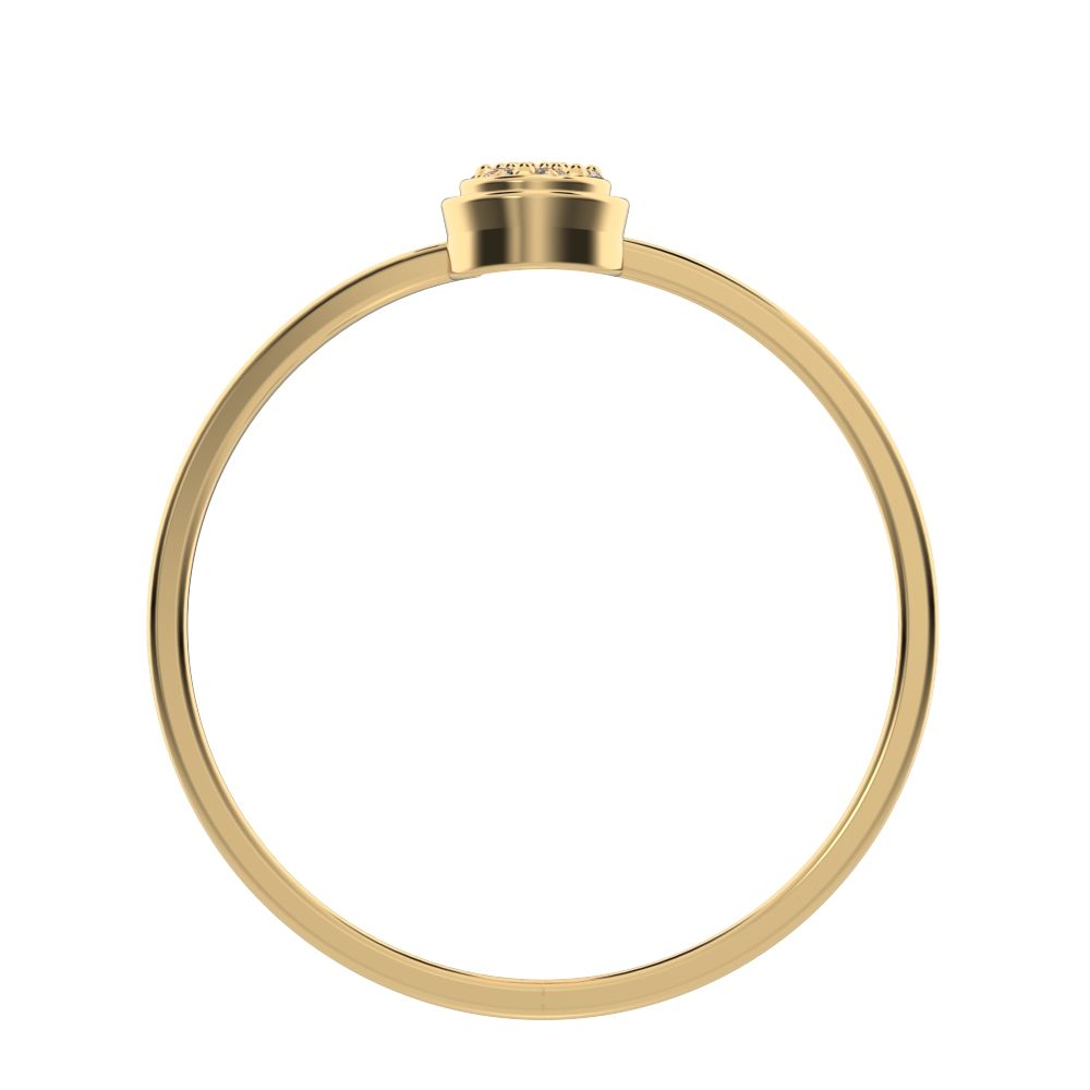 0.045 ct Round Cut Moissanite dainty Minimalist halo cluster vertical bezel 14K / 18K Solid Yellow Gold everyday wedding band