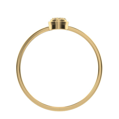 0.045 ct Round Cut Moissanite dainty Minimalist halo cluster vertical bezel 14K / 18K Solid Yellow Gold everyday wedding band