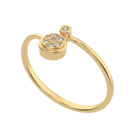 0.045 ct Round Cut Moissanite dainty Minimalist halo cluster vertical bezel 14K / 18K Solid Yellow Gold everyday wedding band