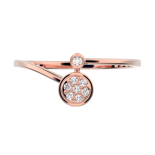 0.045 ct Round Cut Simulated Clear Diamond dainty Minimalist halo cluster vertical bezel 14K / 18K Solid Rose Gold everyday wedding band