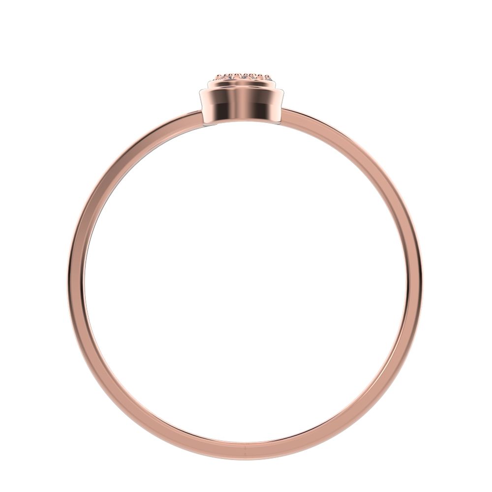 0.045 ct Round Cut Moissanite dainty Minimalist halo cluster vertical bezel 14K / 18K Solid Rose Gold everyday wedding band