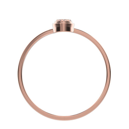 0.045 ct Round Cut Moissanite dainty Minimalist halo cluster vertical bezel 14K / 18K Solid Rose Gold everyday wedding band
