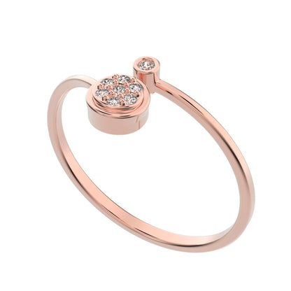 0.045 ct Round Cut Simulated Clear Diamond dainty Minimalist halo cluster vertical bezel 14K / 18K Solid Rose Gold everyday wedding band