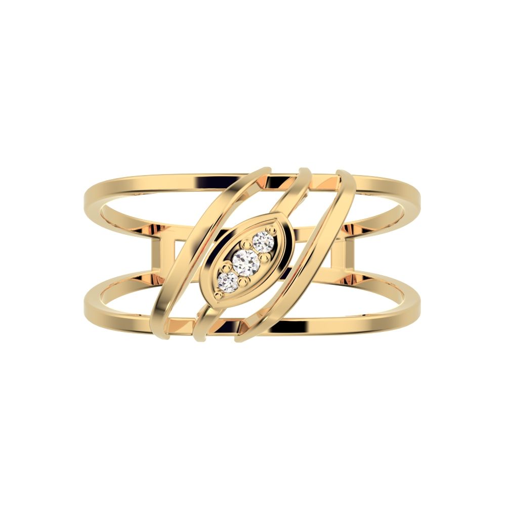 0.03 ct Round Cut Simulated Clear Diamond dainty Minimalist eye infinity Dual-band Cocktail 14K / 18K Solid Yellow Gold everyday ring