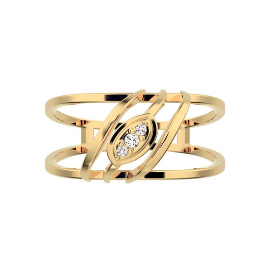 0.03 ct Round Cut Simulated Clear Diamond dainty Minimalist eye infinity Dual-band Cocktail 14K / 18K Solid Yellow Gold everyday ring