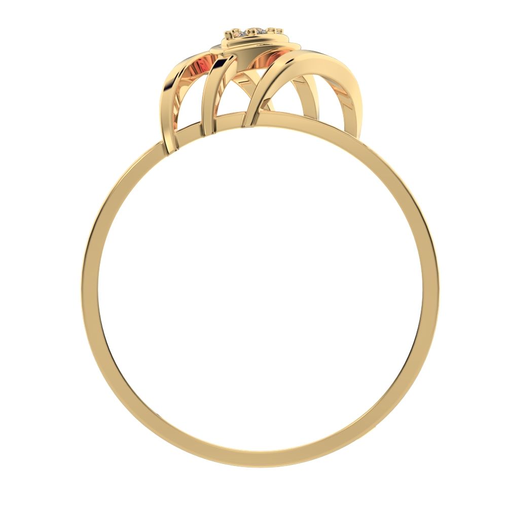 0.03 ct Round Cut Simulated Clear Diamond dainty Minimalist eye infinity Dual-band Cocktail 14K / 18K Solid Yellow Gold everyday ring
