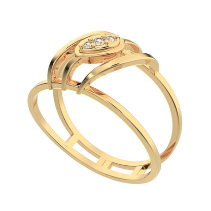 0.03 ct Round Cut Moissanite dainty Minimalist cluster eye infinity Dual-band Cocktail 14K / 18K Solid Yellow Gold everyday ring