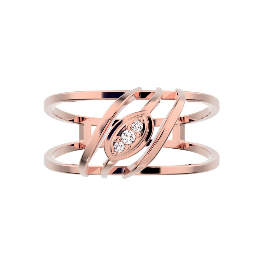 0.03 ct Round Cut Simulated Clear Diamond dainty Minimalist cluster eye infinity Dual-band Cocktail 14K / 18K Solid Rose Gold everyday ring