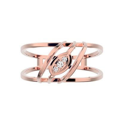0.03 ct Round Cut Simulated Clear Diamond dainty Minimalist cluster eye infinity Dual-band Cocktail 14K / 18K Solid Rose Gold everyday ring