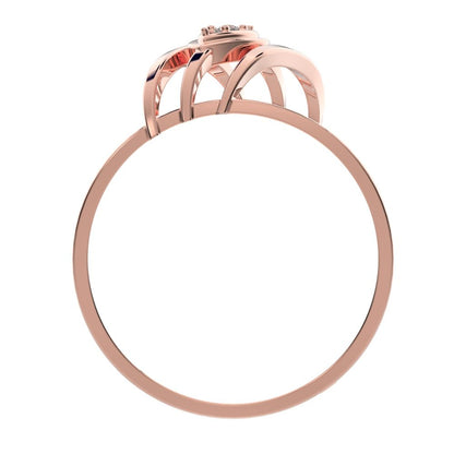 0.03 ct Round Cut Simulated Clear Diamond dainty Minimalist cluster eye infinity Dual-band Cocktail 14K / 18K Solid Rose Gold everyday ring