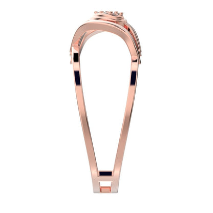 0.03 ct Round Cut Moissanite dainty Minimalist cluster eye infinity Dual-band Cocktail 14K / 18K Solid Rose Gold everyday ring