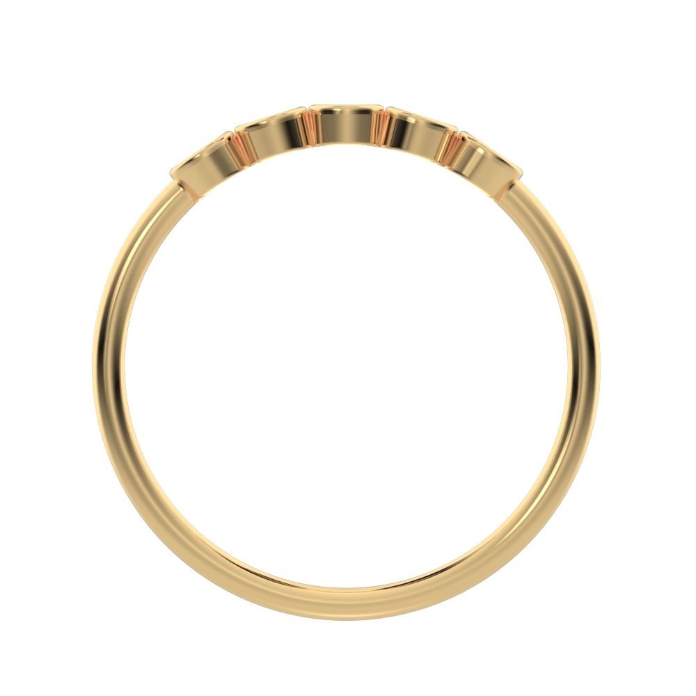 0.15 ct Round Cut Simulated Clear Diamond dainty Stackable Minimalist bezel Half Eternity 14K / 18K Solid Yellow Gold everyday wedding band