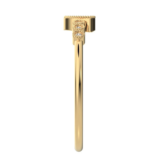 0.275 ct Trillion Cut Simulated Clear Diamond dainty halo Minimalist solitaire with accents 14K / 18K Solid Yellow Gold everyday ring