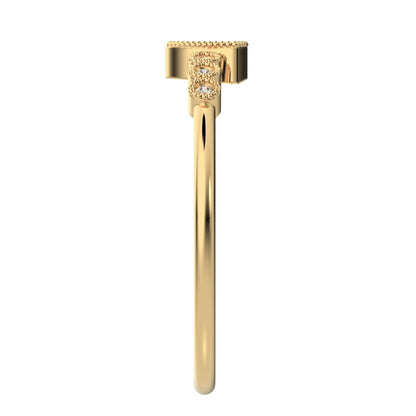 0.275 ct Trillion Cut Moissanite dainty halo Minimalist solitaire with accents milgrain pyramid 14K / 18K Solid Yellow Gold everyday ring