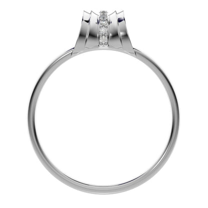 0.055 ct Round Cut Simulated Clear Diamond dainty Minimalist cluster Anxiety split shank Dual-band 14K / 18K Solid White Gold everyday ring