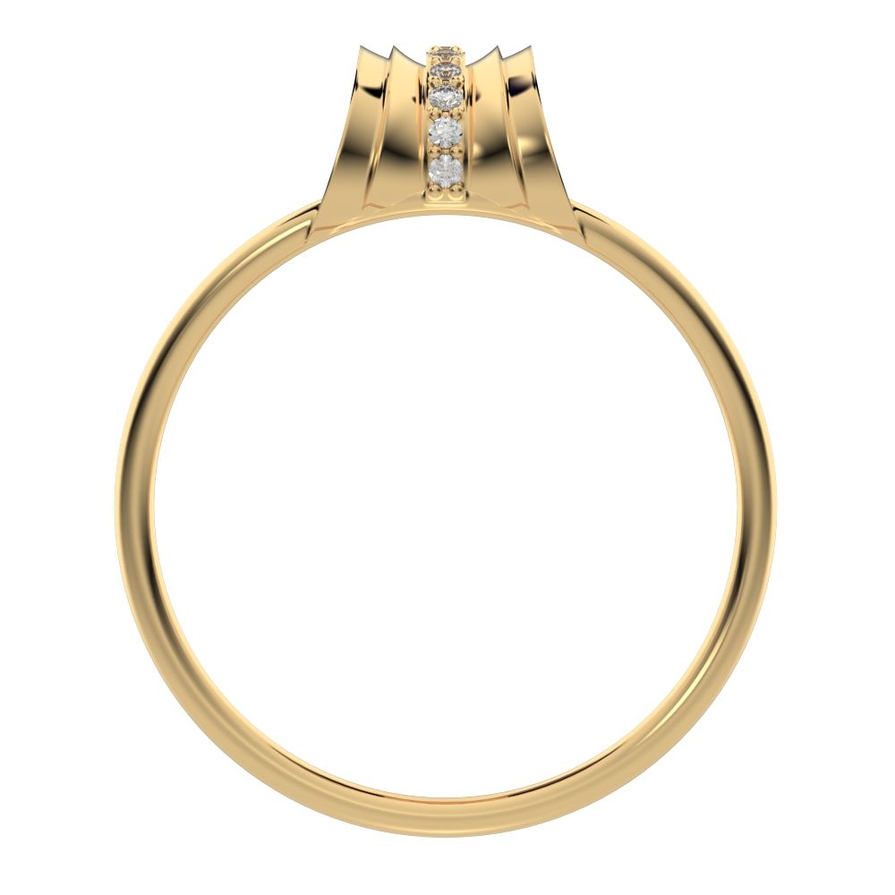 0.055 ct Round Cut Moissanite dainty Minimalist cluster Anxiety split shank Dual-band 14K / 18K Solid Yellow Gold everyday ring