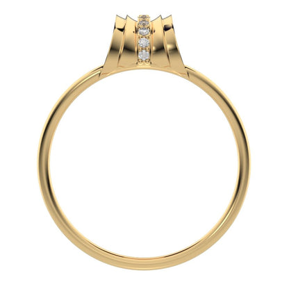 0.055 ct Round Cut Moissanite dainty Minimalist cluster Anxiety split shank Dual-band 14K / 18K Solid Yellow Gold everyday ring