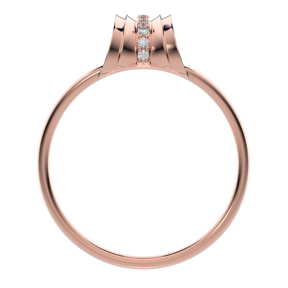 0.055 ct Round Cut Simulated Clear Diamond dainty Minimalist cluster Anxiety split shank Dual-band 14K / 18K Solid Rose Gold everyday ring