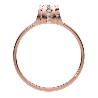 0.055 ct Round Cut Moissanite dainty Minimalist cluster Anxiety split shank Dual-band 14K / 18K Solid Rose Gold everyday ring