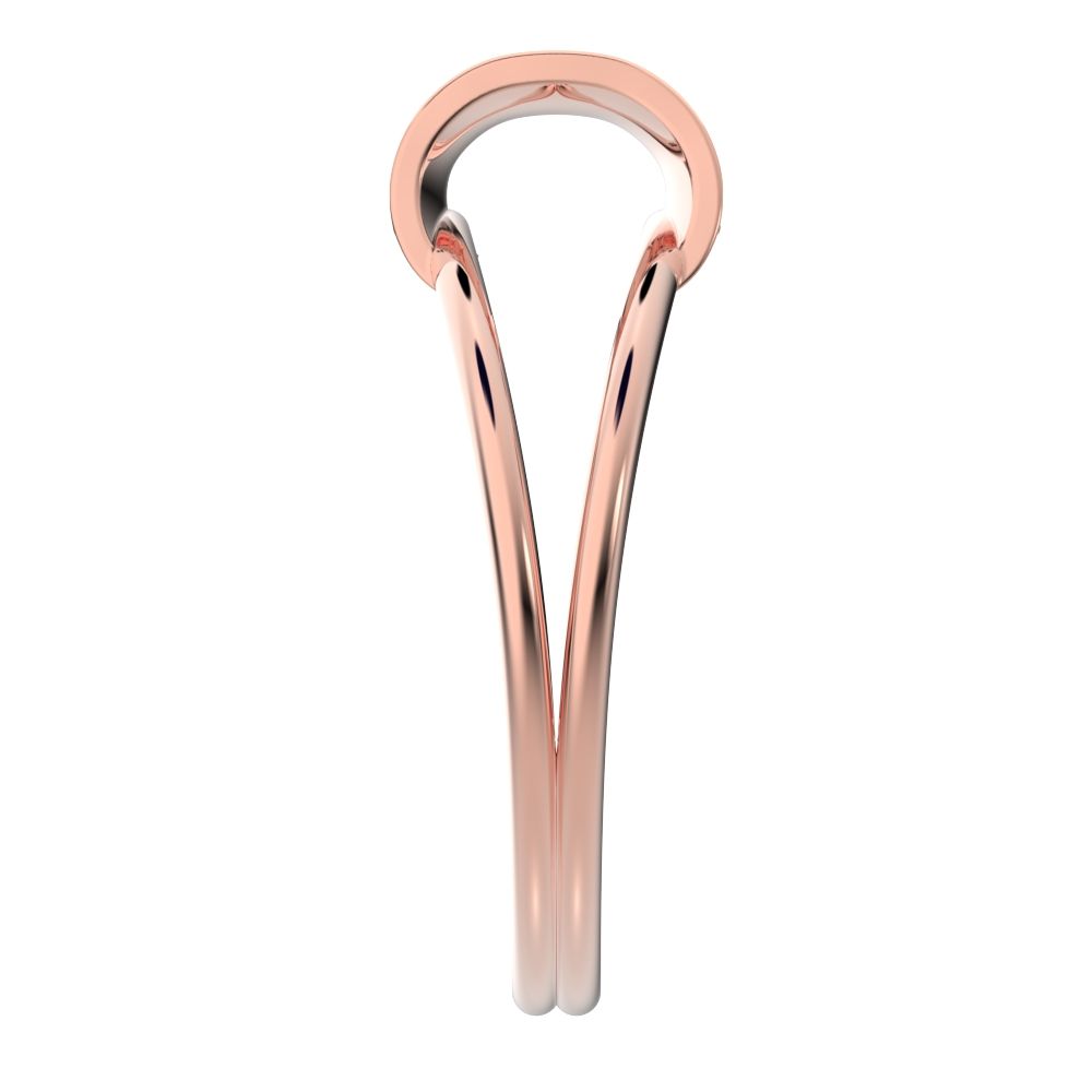 0.055 ct Round Cut Moissanite dainty Minimalist cluster Anxiety split shank Dual-band 14K / 18K Solid Rose Gold everyday ring