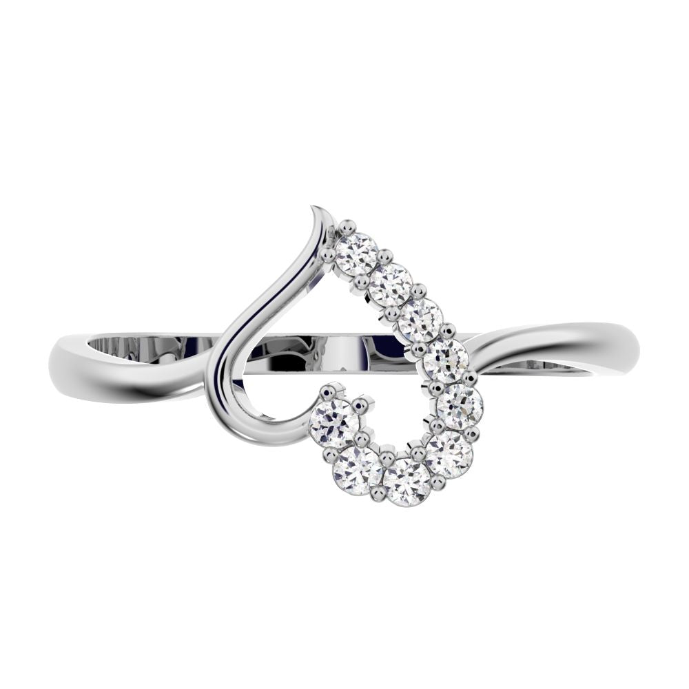 0.11 ct Round Cut Simulated Clear Diamond dainty Minimalist cluster Heart light 14K / 18K Solid White Gold everyday ring
