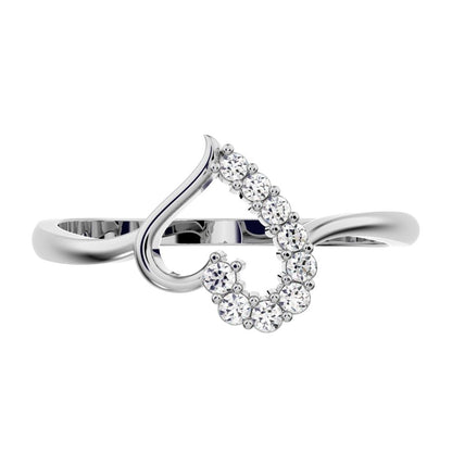 0.11 ct Round Cut Simulated Clear Diamond dainty Minimalist cluster Heart light 14K / 18K Solid White Gold everyday ring