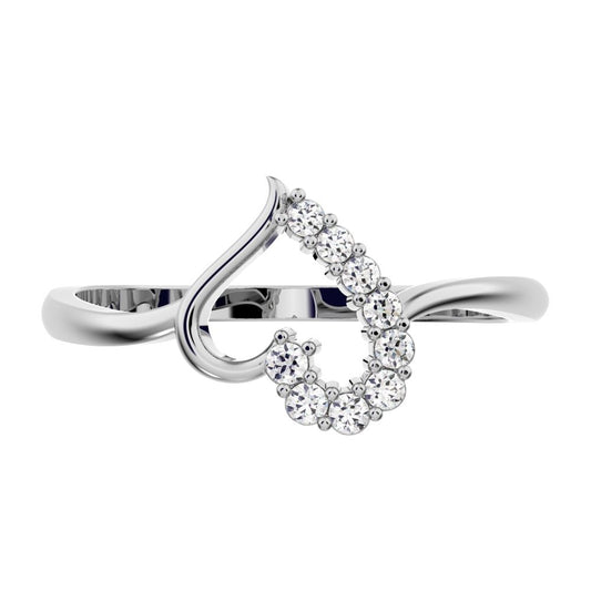 0.11 ct Round Cut Moissanite dainty Minimalist cluster Heart light 14K / 18K Solid White Gold everyday ring