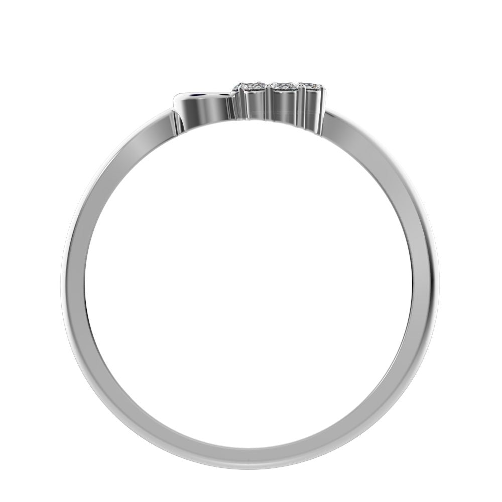 0.11 ct Round Cut Simulated Clear Diamond dainty Minimalist cluster Heart light 14K / 18K Solid White Gold everyday ring