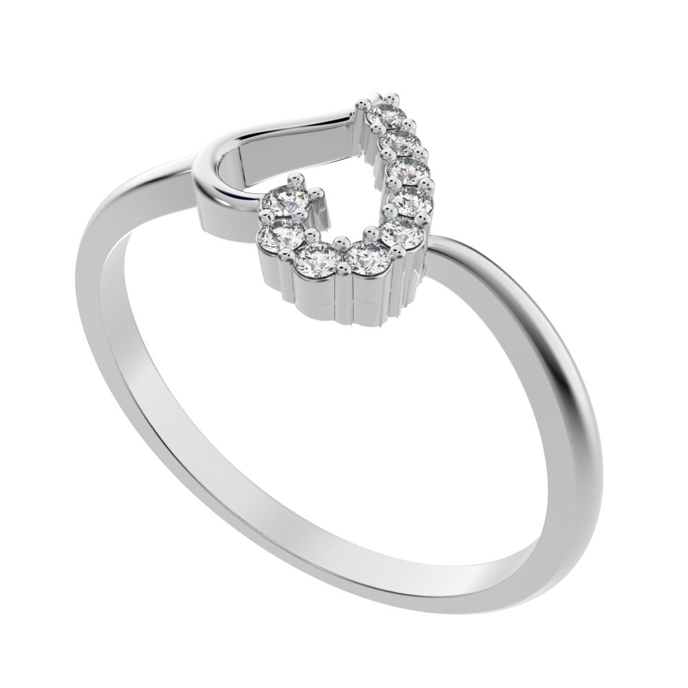 0.11 ct Round Cut Simulated Clear Diamond dainty Minimalist cluster Heart light 14K / 18K Solid White Gold everyday ring