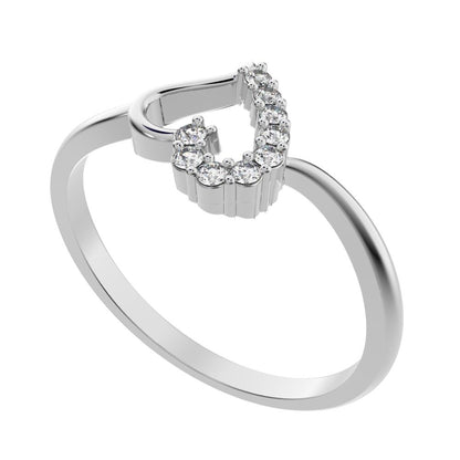 0.11 ct Round Cut Simulated Clear Diamond dainty Minimalist cluster Heart light 14K / 18K Solid White Gold everyday ring