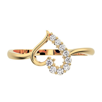 0.11 ct Round Cut Moissanite dainty Minimalist cluster Heart light 14K / 18K Solid Yellow Gold everyday ring
