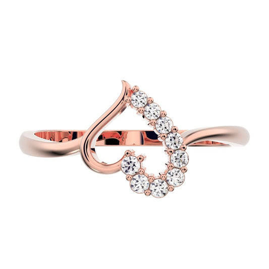 0.11 ct Round Cut Moissanite dainty Minimalist cluster Heart light 14K / 18K Solid Rose Gold everyday ring