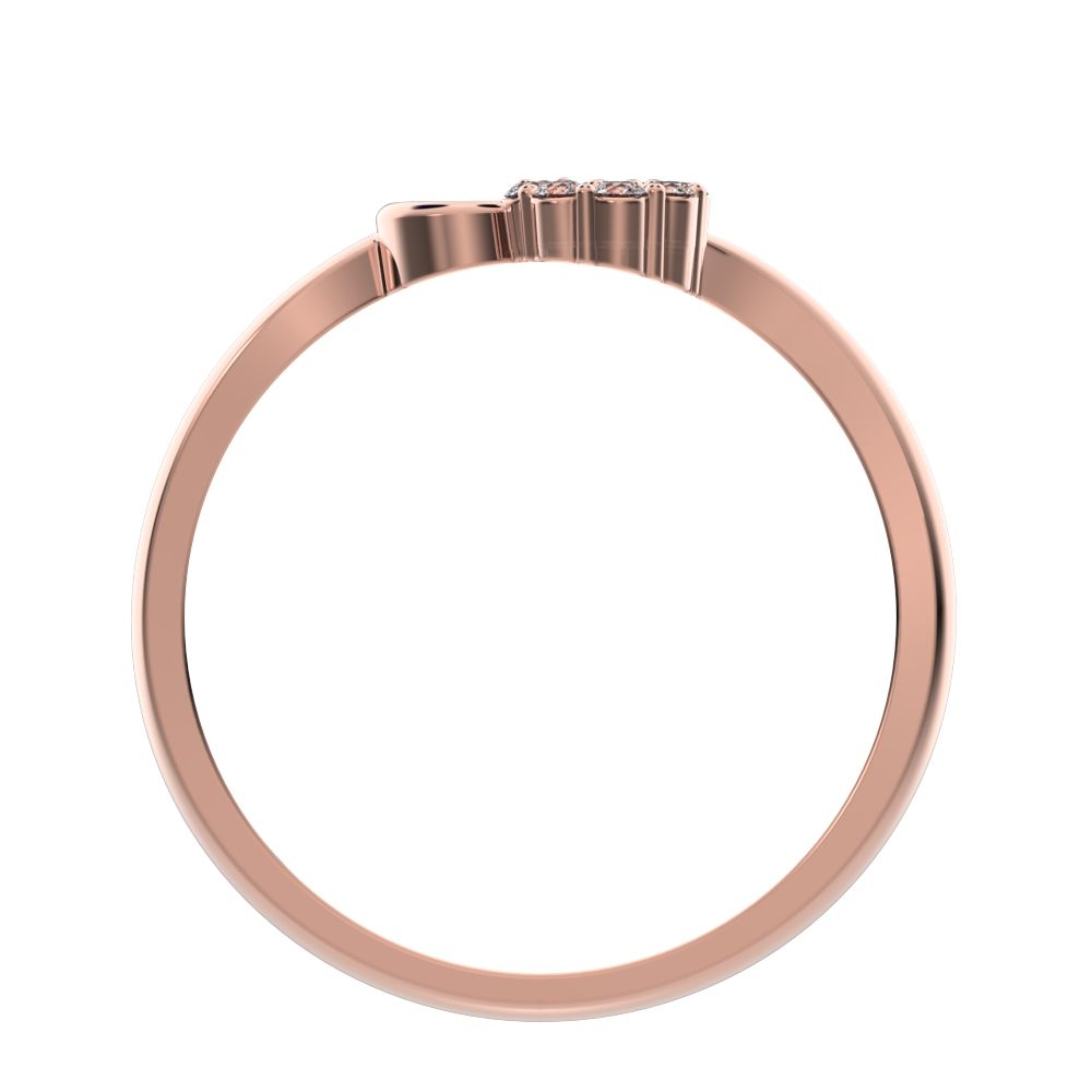 0.11 ct Round Cut Simulated Clear Diamond dainty Minimalist cluster Heart light 14K / 18K Solid Rose Gold everyday ring