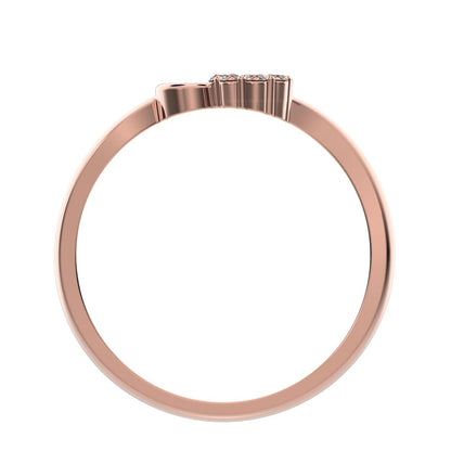0.11 ct Round Cut Simulated Clear Diamond dainty Minimalist cluster Heart light 14K / 18K Solid Rose Gold everyday ring
