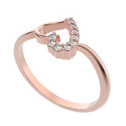 0.11 ct Round Cut Simulated Clear Diamond dainty Minimalist cluster Heart light 14K / 18K Solid Rose Gold everyday ring
