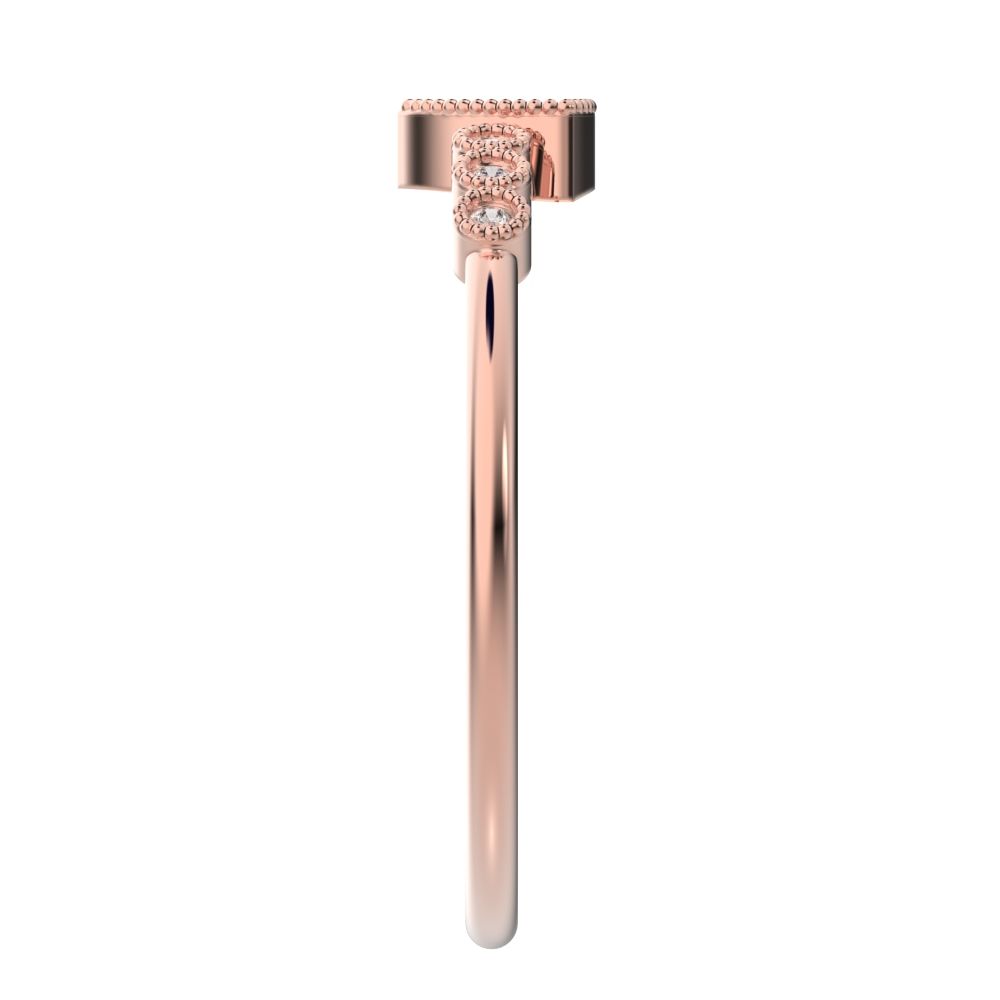 0.275 ct Trillion Cut Simulated Clear Diamond dainty halo Minimalist solitaire with accents pyramid 14K / 18K Solid Rose Gold everyday ring