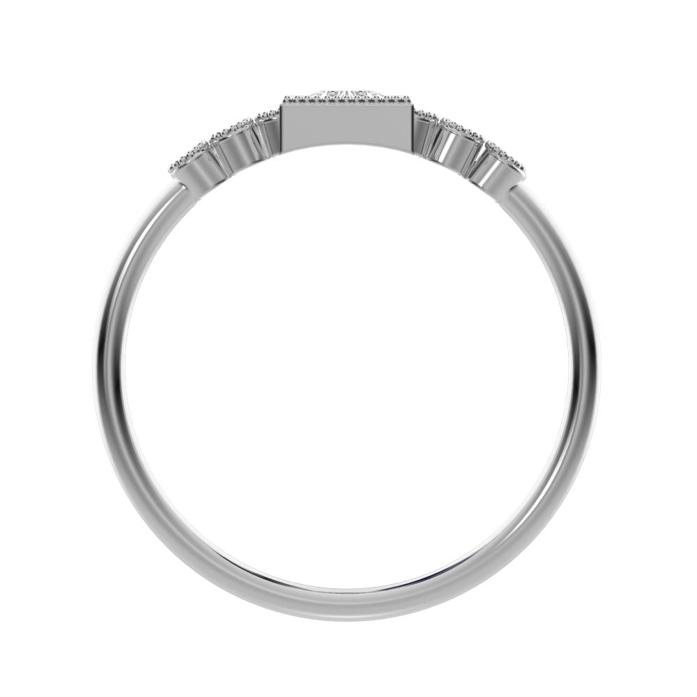 0.39 ct Triangle Cut Simulated Clear Diamond dainty halo Minimalist solitaire with accents pyramid 14K / 18K Solid White Gold everyday ring