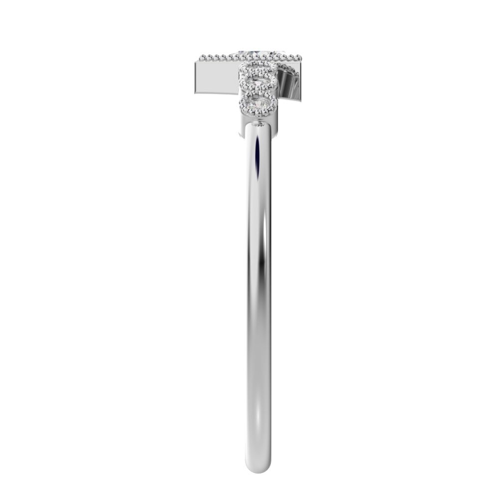 0.39 ct Triangle Cut Simulated Clear Diamond dainty halo Minimalist solitaire with accents pyramid 14K / 18K Solid White Gold everyday ring