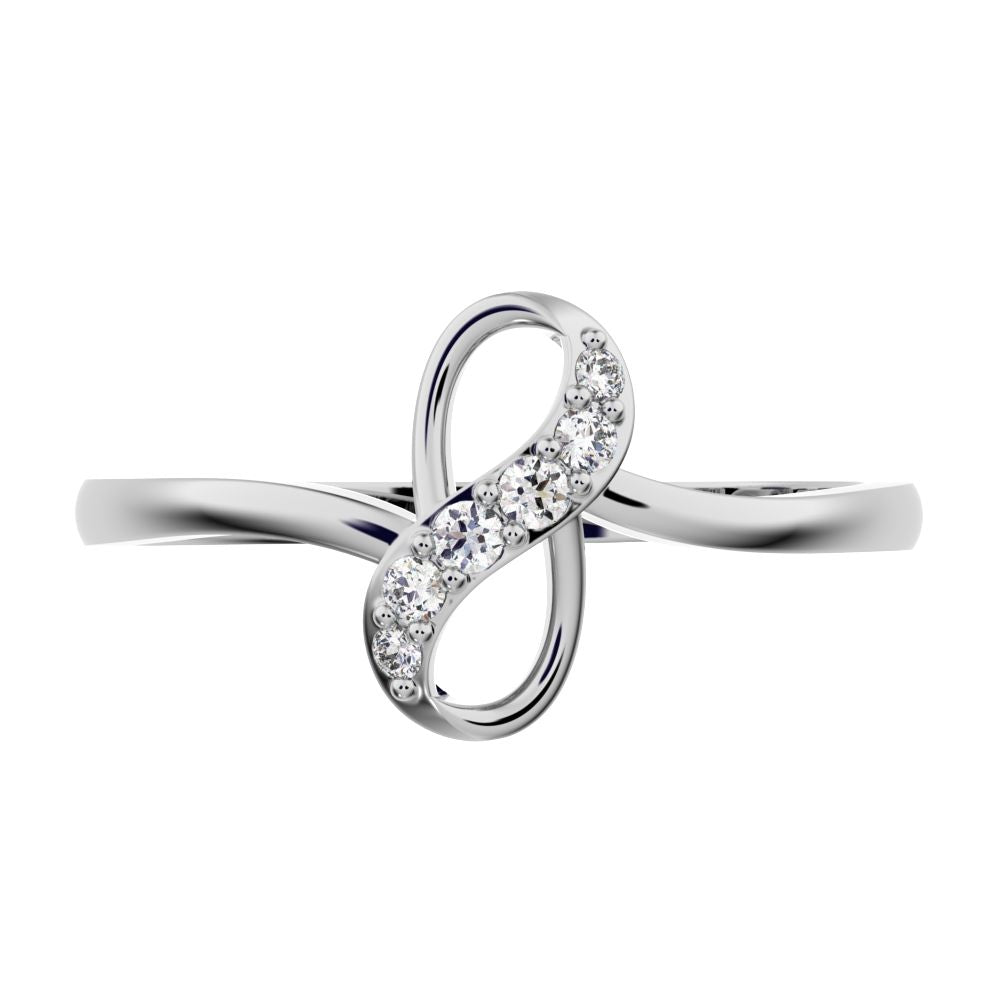 0.08 ct Round Cut Moissanite dainty Minimalist cluster infinity light 14K / 18K Solid White Gold everyday ring