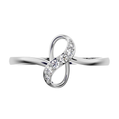 0.08 ct Round Cut Moissanite dainty Minimalist cluster infinity light 14K / 18K Solid White Gold everyday ring