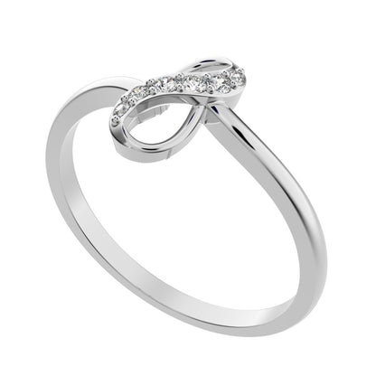 0.08 ct Round Cut Moissanite dainty Minimalist cluster infinity light 14K / 18K Solid White Gold everyday ring