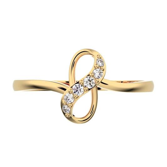 0.08 ct Round Cut Moissanite dainty Minimalist cluster infinity light 14K / 18K Solid Yellow Gold everyday ring