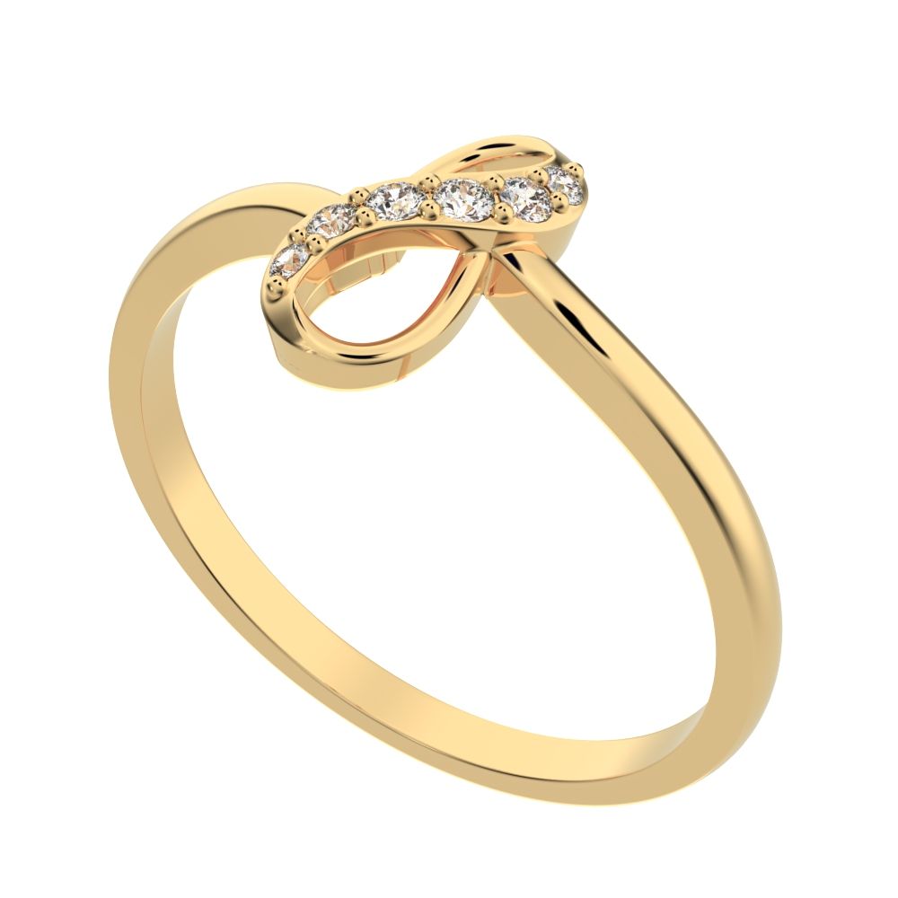 0.08 ct Round Cut Moissanite dainty Minimalist cluster infinity light 14K / 18K Solid Yellow Gold everyday ring