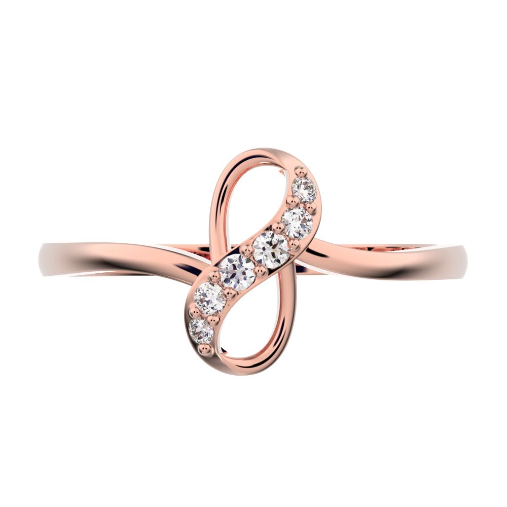 0.08 ct Round Cut Moissanite dainty Minimalist cluster infinity light 14K / 18K Solid Rose Gold everyday ring