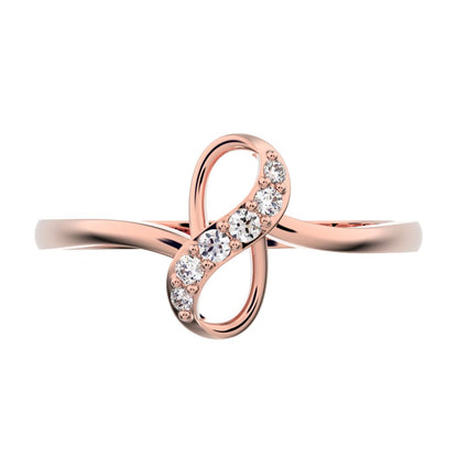 0.08 ct Round Cut Moissanite dainty Minimalist cluster infinity light 14K / 18K Solid Rose Gold everyday ring