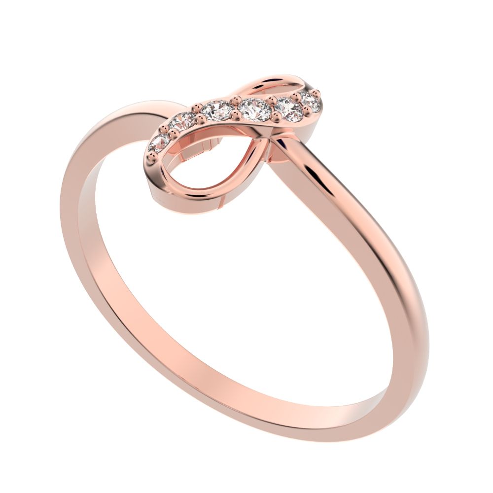 0.08 ct Round Cut Moissanite dainty Minimalist cluster infinity light 14K / 18K Solid Rose Gold everyday ring