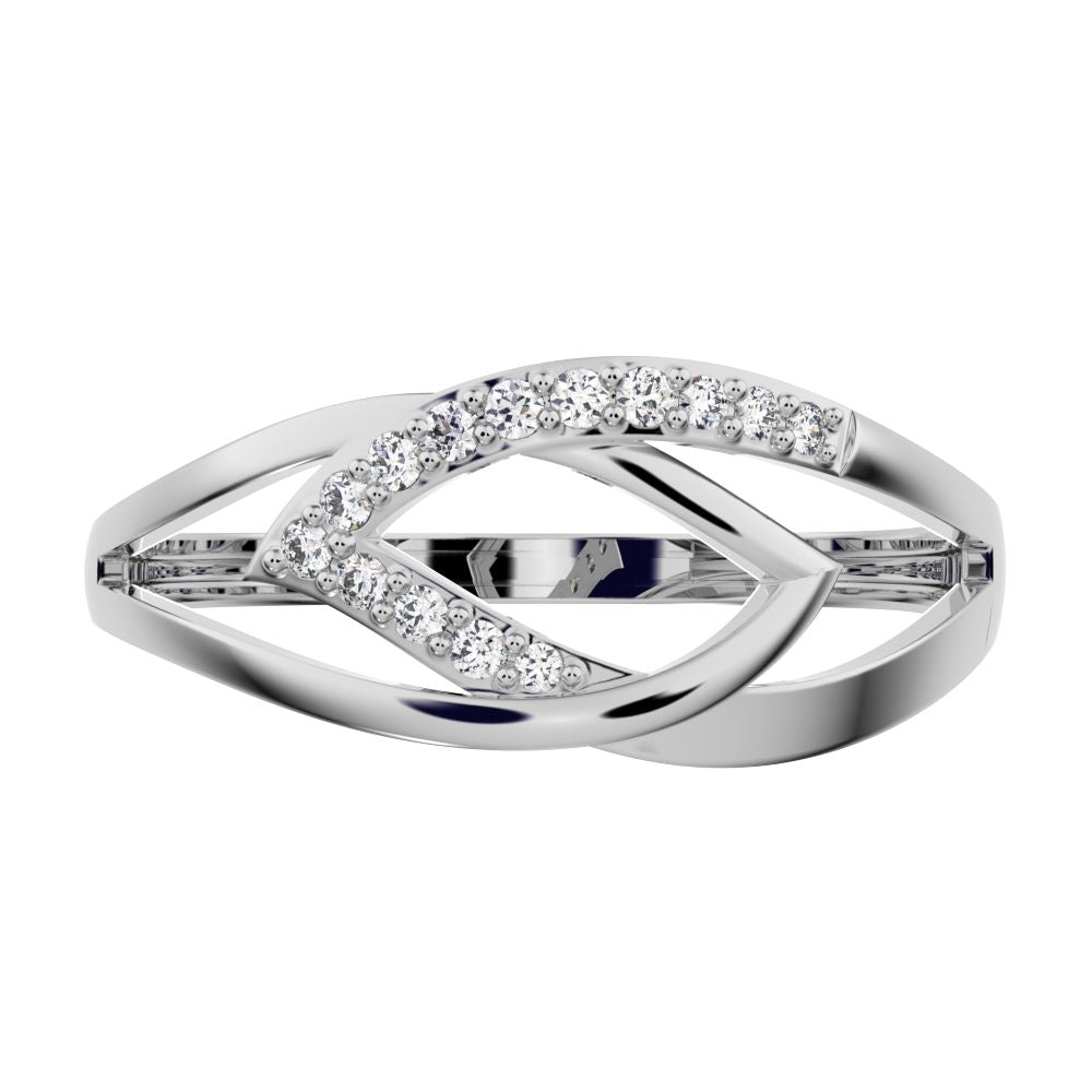 0.095 ct Round Cut Simulated Clear Diamond dainty Minimalist cluster infinity eye split shank 14K / 18K Solid White Gold everyday ring