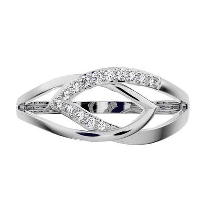 0.095 ct Round Cut Simulated Clear Diamond dainty Minimalist cluster infinity eye split shank 14K / 18K Solid White Gold everyday ring