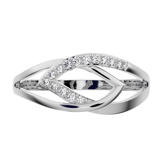 0.095 ct Round Cut Moissanite dainty Minimalist cluster infinity light eye split shank 14K / 18K Solid White Gold everyday ring